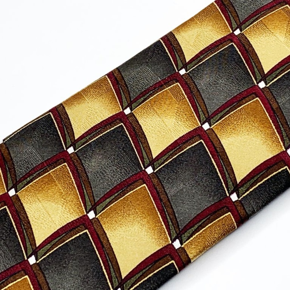 Ziggurat By Mulberry Neckwear Silk Tie Gold Black - Picture 2 of 6